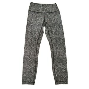 Lululemon Leggings Size 6 Black‎ White Geometric Athletic Yoga Pants